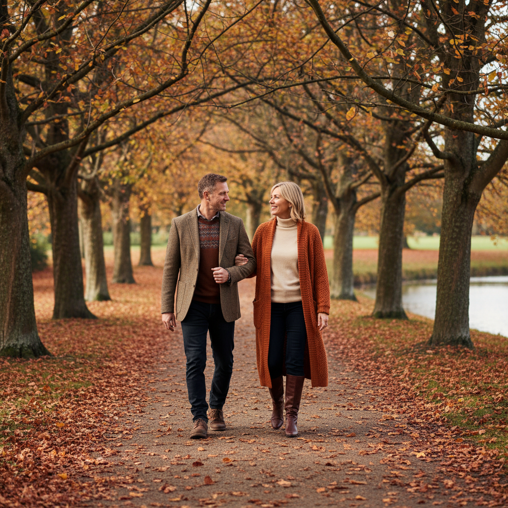 Two adults on a relaxed walk, autistic-neurotypical relationship