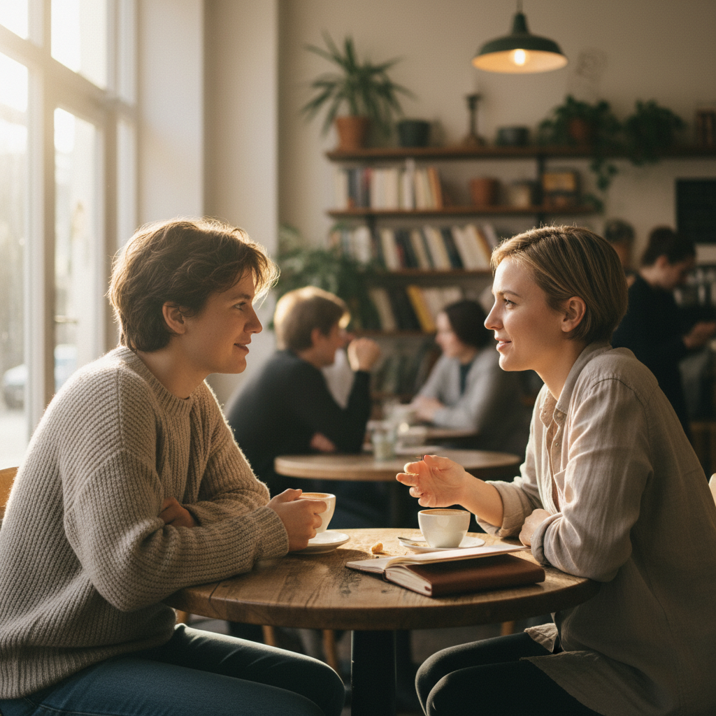 Two people in honest conversation about autism disclosure